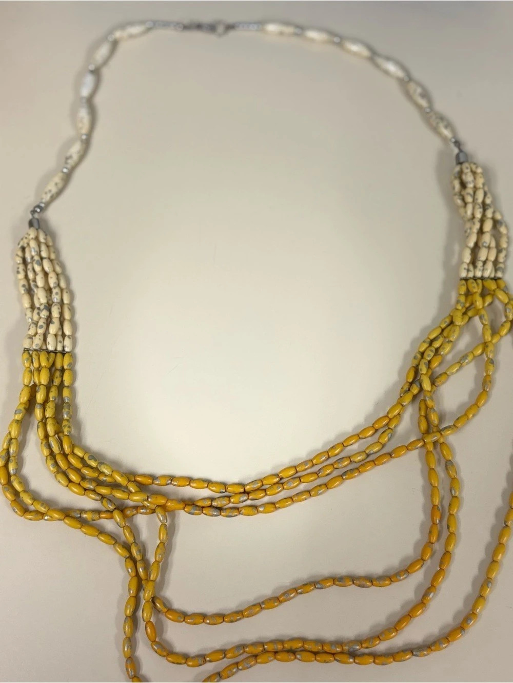 Layered Beaded Necklace in Yellow & White
